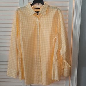 Yellow Plaid Lands End Button Down